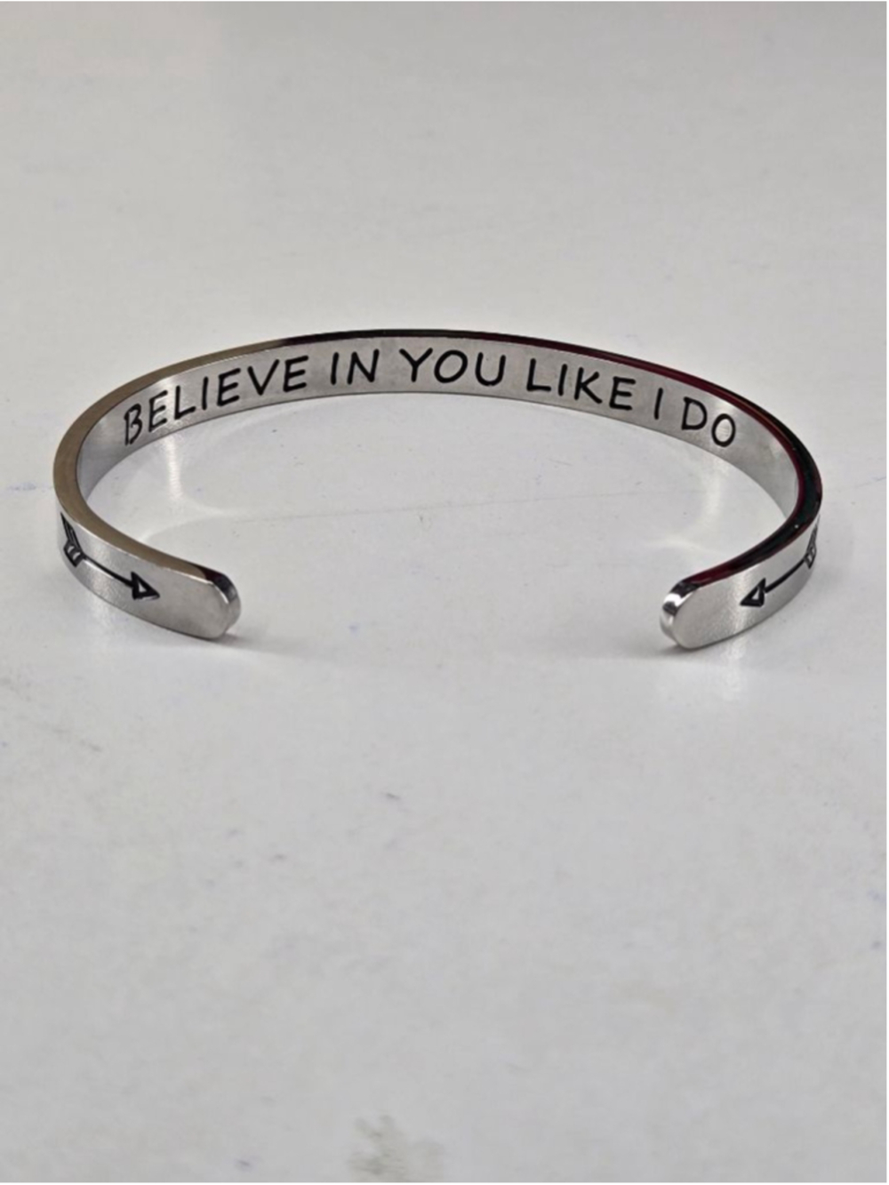 Mint & Lily Silver Plate Stainless Steel Believe In You Cuff Bracelet Adjustable